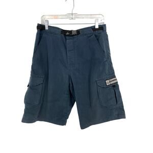 Vintage Prana Cargo Shorts Mens Sz Medium Navy Blue Adjustable Waist 12" Inseam